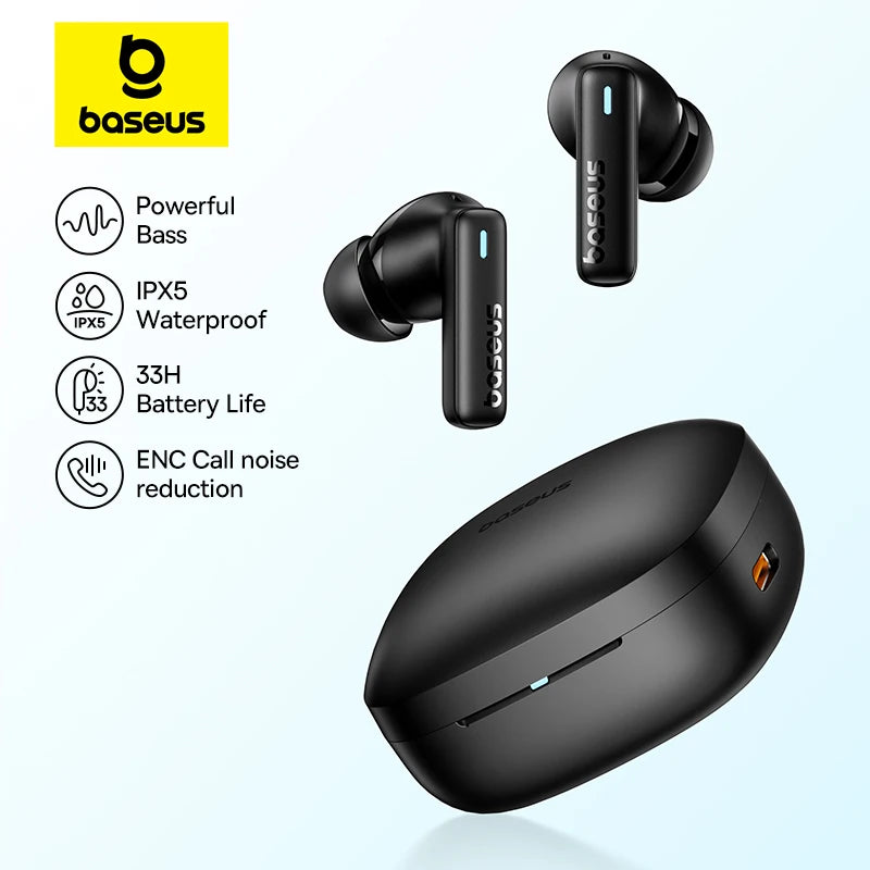 Baseus Bowie E19 Wireless Earphones – Big Bass, Long Battery, IPX5 Waterproof